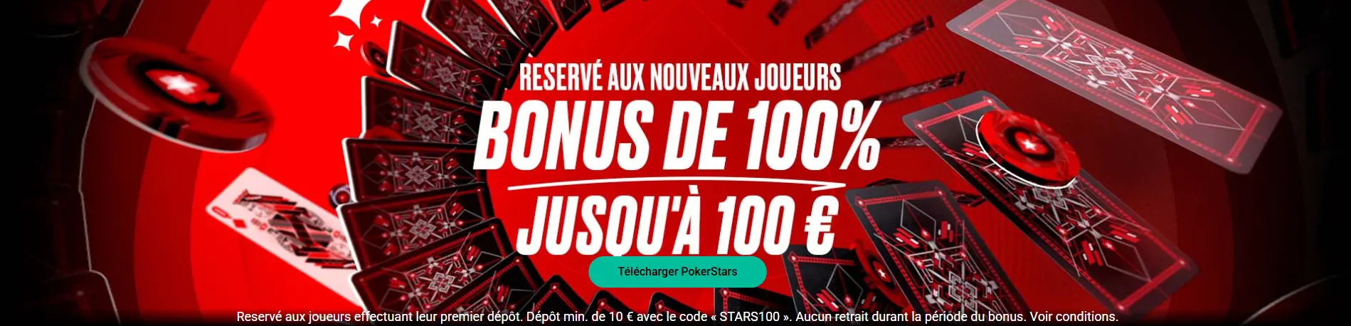 Bonus de 100% Télécharger POKERSTARS