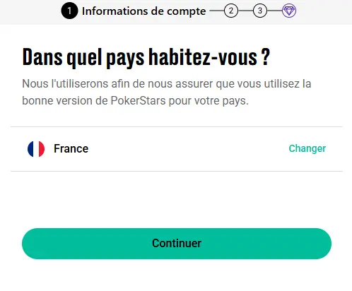Processus d'inscription POKERSTARS